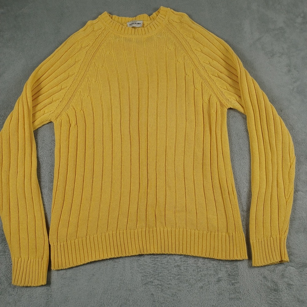 Scappino Sweater‎ Mens Medium Yellow Knit Outdoor Crew Neck Pullover Italy